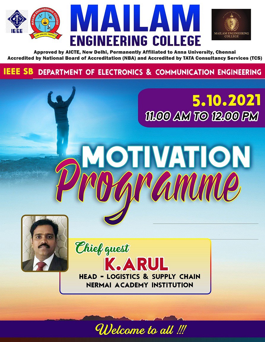 The Department of Electronics and Communication has conducted Motivation Program on the account of silver Jubilee celebration ” on 05.10.2021