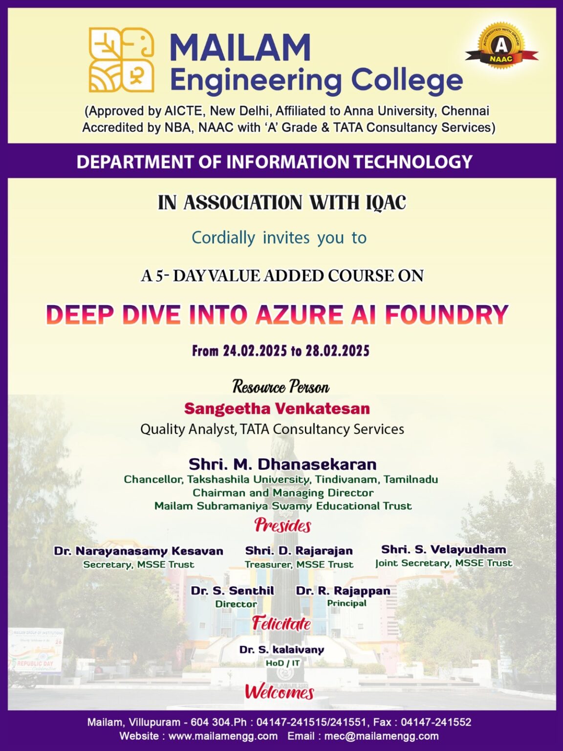 Value added course Entitled Deep dive into Azure AI Foundry - MEC