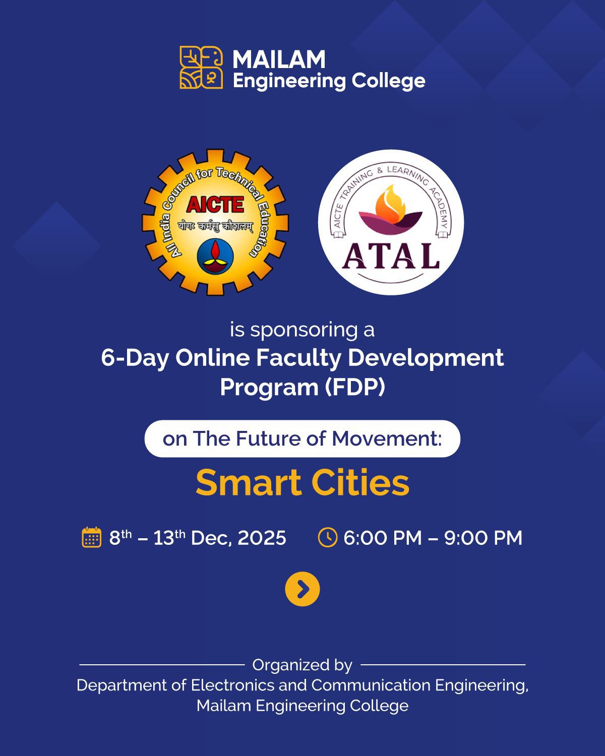 6-Day Online Faculty Development Program on Smart Cities - MEC
